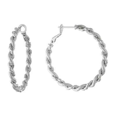 Silver Reflections Pure Silver Over Brass Hoop Earrings In Transparent