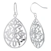 Silver Reflections Pure Silver Over Brass Pear Drop Earrings In Silver