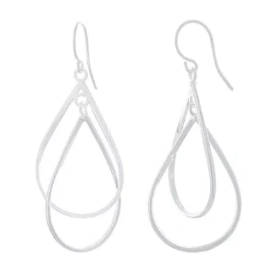 Silver Reflections Pure Silver Over Brass Pear Drop Earrings In Transparent