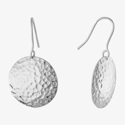 Silver Reflections Pure Silver Over Brass Round Drop Earrings In Transparent