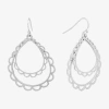 Silver Reflections Scalloped Womens Pure Silver Over Brass Drop Earrings In Silver