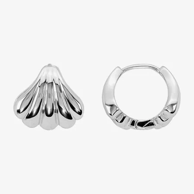 Silver Reflections Shell Womens 13.2mm Hoop Earrings