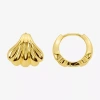 Silver Reflections Shell Womens 14k Gold Over Brass 13.2mm Hoop Earrings In Gold