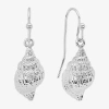 Silver Reflections Shell Womens Pure Silver Over Brass Drop Earrings In Silver