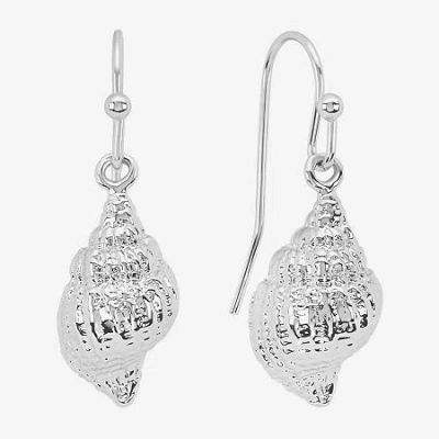 Silver Reflections Shell Womens Pure Silver Over Brass Drop Earrings