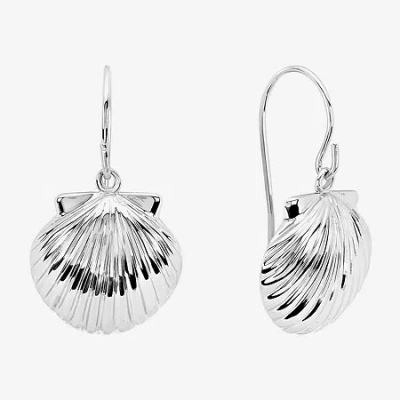 Silver Reflections Shell Womens Pure Silver Over Brass Drop Earrings