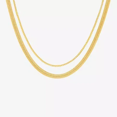 Silver Reflections Silver Treasures 18k Gold Over Brass Chain Womens 2-pc. Necklace Set In Transparent