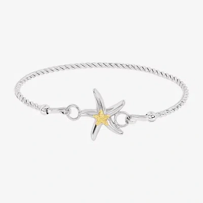 Silver Reflections Starfish Womens Pure Silver Over Brass Bangle Bracelet In Transparent