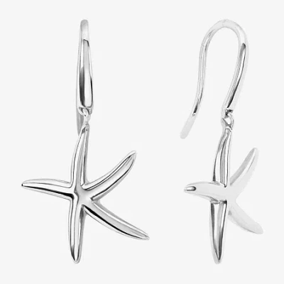 Silver Reflections Starfish Womens Pure Silver Over Brass Drop Earrings