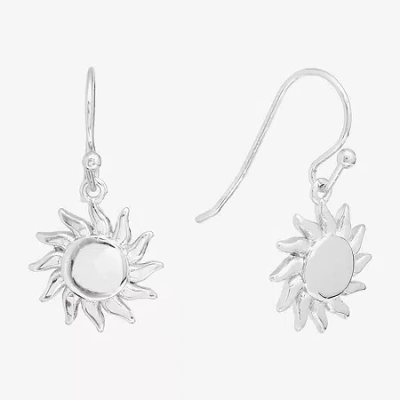 Silver Reflections Sun Womens Pure Silver Over Brass Drop Earrings In Transparent