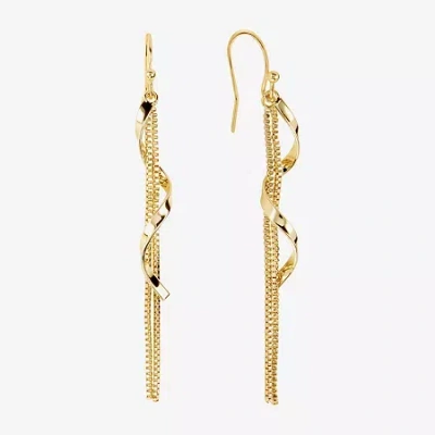 Silver Reflections Swirl Womens 14k Gold Over Brass Drop Earrings In Yellow