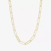 Silver Reflections Textured Womens 14k Gold Over Brass 16 Inch Paperclip Chain Necklace In Gold