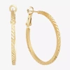 Silver Reflections Textured Womens 24k Gold Over Brass 35mm Hoop Earrings In Transparent