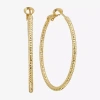 Silver Reflections Textured Womens 24k Gold Over Brass 40mm Hoop Earrings In Gold