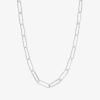 Silver Reflections Textured Womens Pure Silver Over Brass 16 Inch Paperclip Chain Necklace In Transparent
