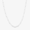 Silver Reflections Textured Womens Pure Silver Over Brass 18 Inch Paperclip Chain Necklace In Transparent