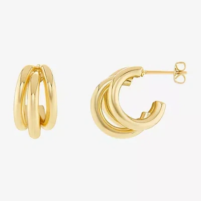 Silver Reflections Triple Row Womens 14k Gold Over Brass 23mm Hoop Earrings In Transparent