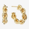 Silver Reflections Twisted Womens 14k Gold Over Brass 23.1mm Hoop Earrings In Gold