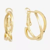 Silver Reflections Twisted Womens 24k Gold Over Brass 20mm Hoop Earrings In Transparent