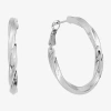 Silver Reflections Twisted Womens 37mm Hoop Earrings In Transparent