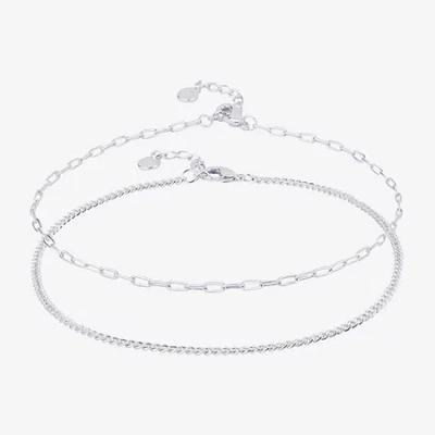 Silver Reflections Womens 10 Inch Solid Paperclip Ankle Bracelet In Transparent