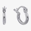 Silver Reflections Womens 10mm Hoop Earrings In Metallic