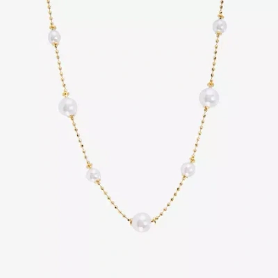 Silver Reflections Womens 14k Gold Over Brass 16 Inch Bead Chain Necklace In Yellow