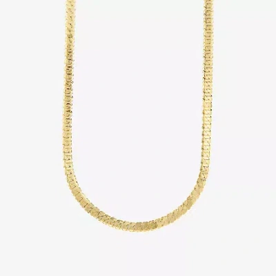 Silver Reflections Womens 14k Gold Over Brass 16 Inch Herringbone Chain Necklace In Yellow