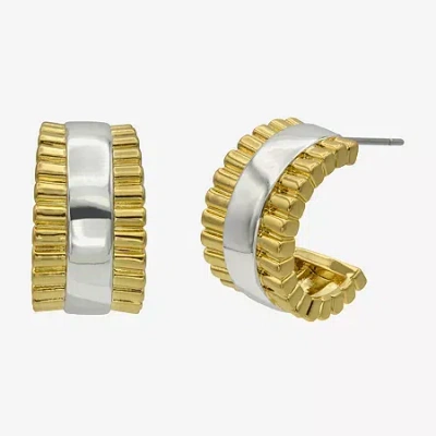 Silver Reflections Womens 14k Gold Over Brass 17.9mm Hoop Earrings In Transparent