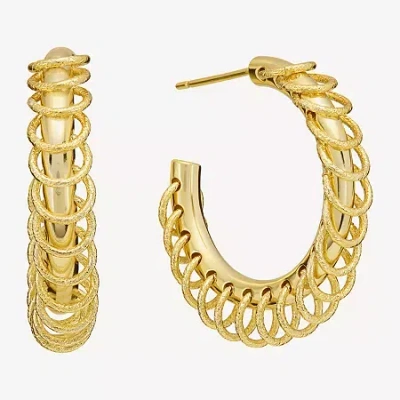 Silver Reflections Womens 14k Gold Over Brass 22.8mm Hoop Earrings In Transparent