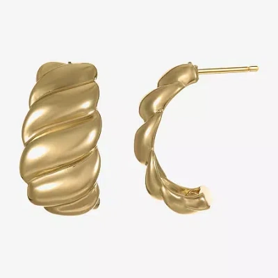 Silver Reflections Womens 14k Gold Over Brass 27.5mm Hoop Earrings In Transparent