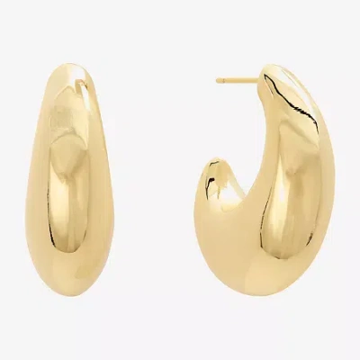 Silver Reflections Womens 14k Gold Over Brass 32mm Hoop Earrings In Yellow