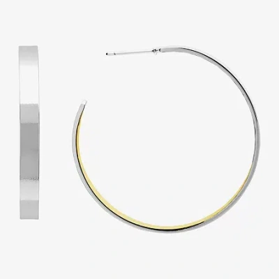 Silver Reflections Womens 14k Gold Over Brass 40mm Hypoallergenic Hoop Earrings In Transparent