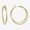 Silver Reflections Womens 14k Gold Over Brass 52mm Round Hoop Earrings In Gold