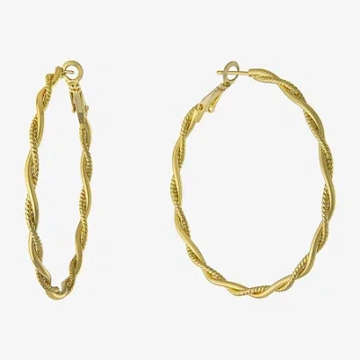 Silver Reflections Womens 14k Gold Over Brass 55mm Hoop Earrings In Transparent