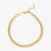 Silver Reflections Womens 14k Gold Over Brass 6 1/2 Inch Solid Herringbone Chain Bracelet In Transparent