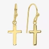 Silver Reflections Womens 14k Gold Over Brass Cross Drop Earrings In Gold