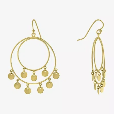 Silver Reflections Womens 14k Gold Over Brass Round Drop Earrings In Transparent