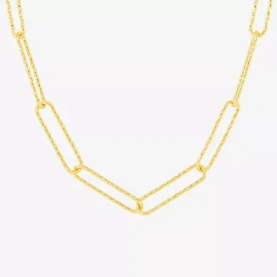 Silver Reflections Womens 18k Gold Over Brass 18 Inch Paperclip Chain Necklace