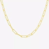 Silver Reflections Womens 18k Gold Over Brass 18 Inch Paperclip Chain Necklace In Gold