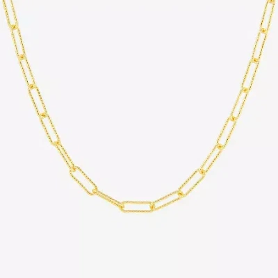 Silver Reflections Womens 18k Gold Over Brass 18 Inch Paperclip Chain Necklace In Transparent