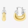 Silver Reflections Womens 18k Gold Over Brass 25mm Hoop Earrings In Gold