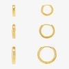 Silver Reflections Womens 18k Gold Over Brass 3 Pair Earring Set In Gold