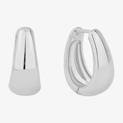 Silver Reflections Womens 20mm Heart Hoop Earrings In Silver