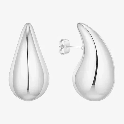Silver Reflections Womens 22.5mm Hoop Earrings In Transparent