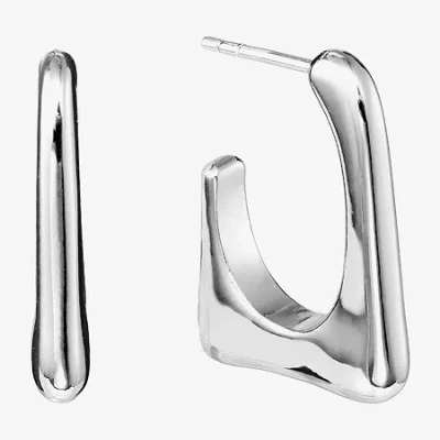 Silver Reflections Womens 23.3mm Rectangular Hoop Earrings In Transparent