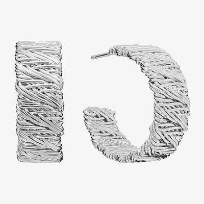Silver Reflections Womens 23.6mm Hoop Earrings In Transparent