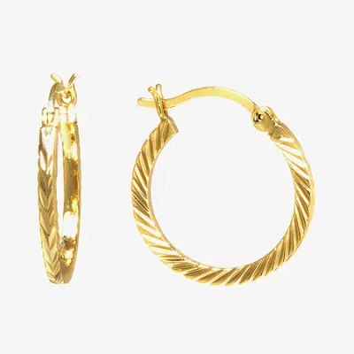 Silver Reflections Womens 24k Gold Over Brass 21mm Hoop Earrings In Transparent