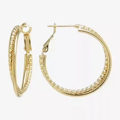 Silver Reflections Womens 24k Gold Over Brass 31.5mm Round Hoop Earrings