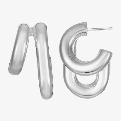 Silver Reflections Womens 25.2mm Hoop Earrings In Transparent
